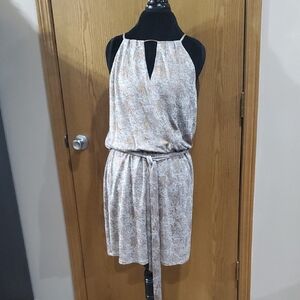 White House Black Market Silver Bronze Kyhil Nik Blouson Halter Dress